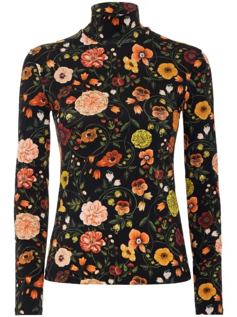 La DoubleJ floral-print top Black SHI0030JER005CEL01BL01