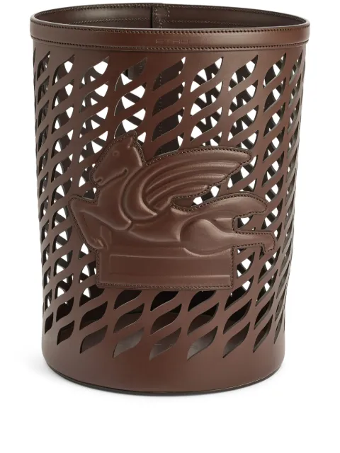 ETRO HOME Pegaso-motif leather vase Brown 326809269100