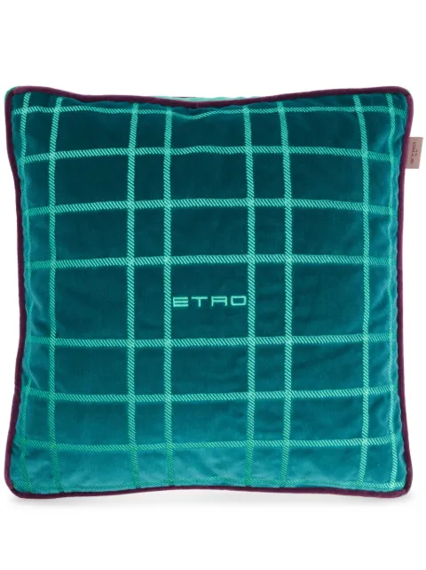 ETRO HOME logo plush-finish cushion Green 325319265500