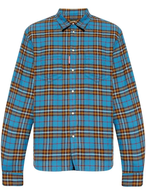 DSQUARED2 checked cotton shirt Blue S71DM0739D35132