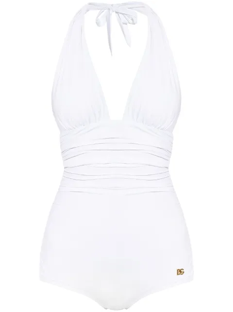 Dolce & Gabbana one-piece swimsuit with plunging neckline White O9A06JONO12