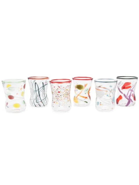 Massimo Lunardon paint-splatter glass set (set of 6) White IT001