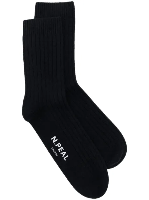 N.Peal ribbed cashmere socks Blue NPA107722BS