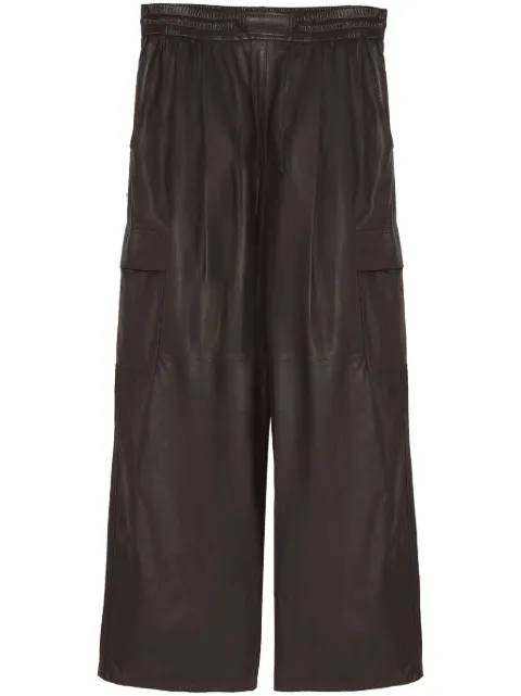 Yves Salomon leather wide-leg trousers Brown 25WYP204XXAPAR