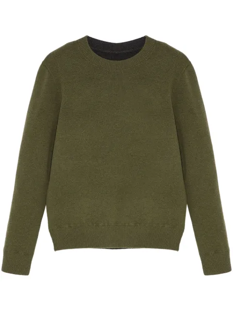 Yves Salomon two-tone reversible knit jumper Green 25WHH50165MADF