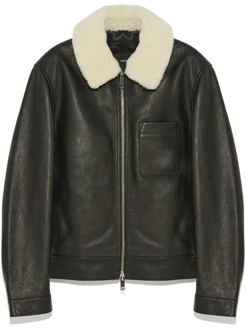Yves Salomon shearling collar leather jacket Black 25WHV20566VAXX