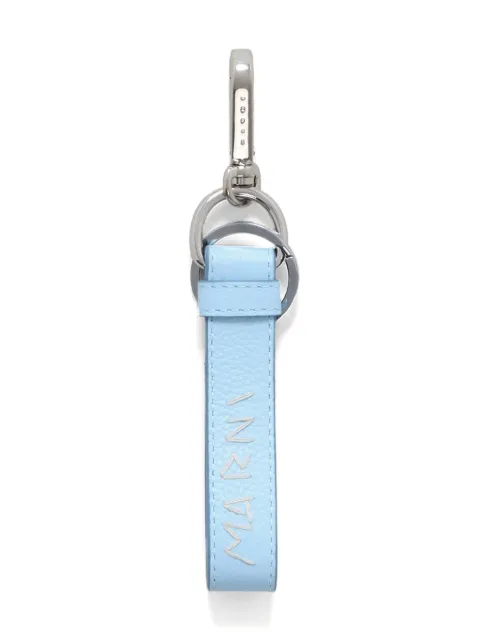 Marni logo-embroidered leather keyring Blue PCMI0018A2P6533