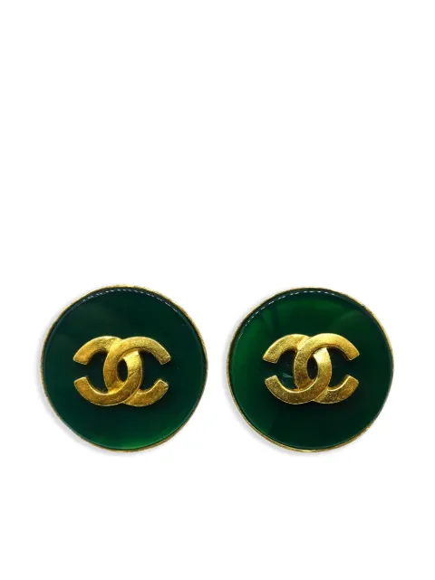 CHANEL Pre-Owned 1995 Gripoix CC button clip-on earrings Gold ER95A