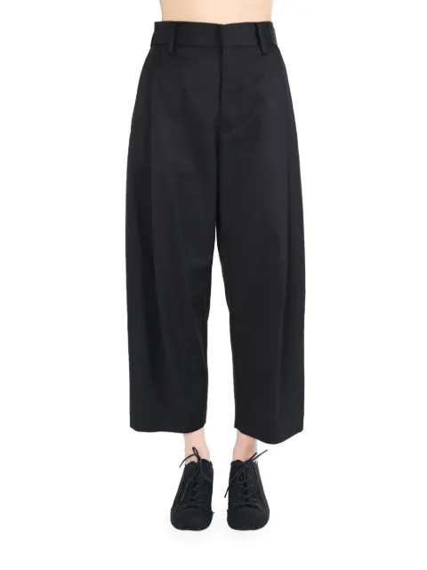 Uma Wang pleat-detailing cropped trousers Black UP3008