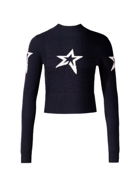 Perfect Moment Cable merino wool sweater Blue W30004202191