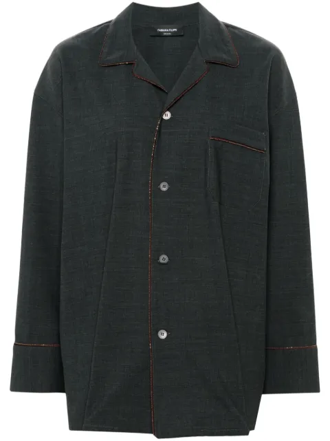 Fabiana Filippi bead-trim oversized shirt Grey CAD214F260I9220000