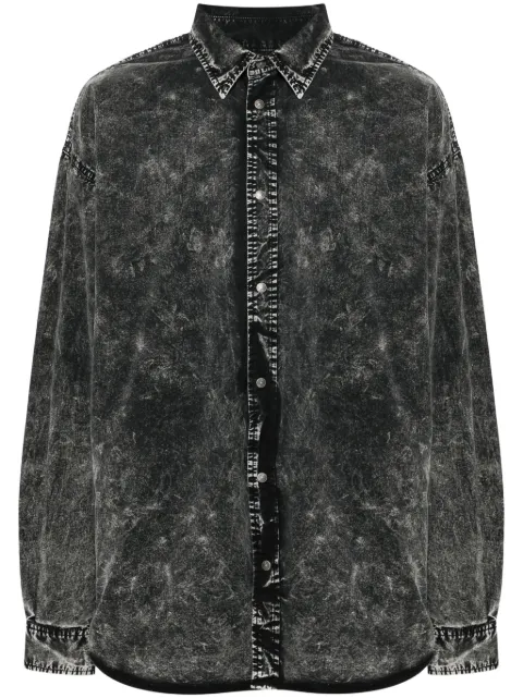 Diesel acid-wash logo-embroidered shirt Grey A144000QKAZ