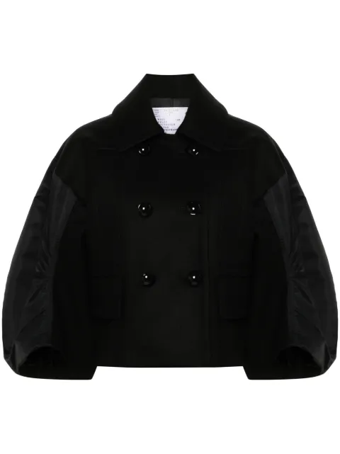 sacai panelled double-breasted jacket Black 2407330