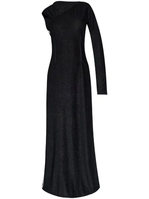 Y-3 stripe-detailing one-shoulder maxi dress Black IW7499