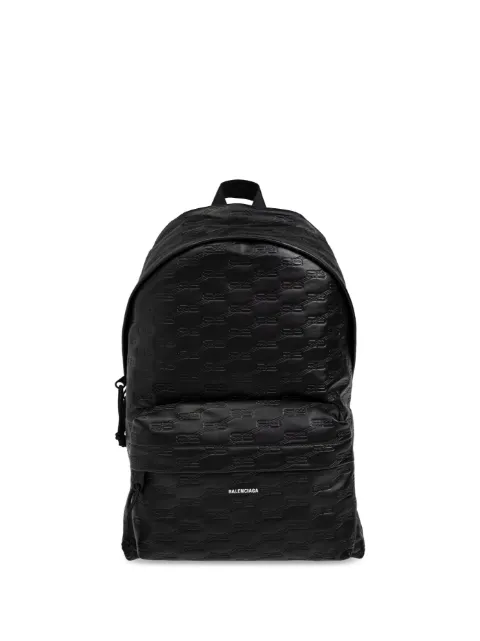Balenciaga BB logo-embossed leather backpack Black 7130442AA25