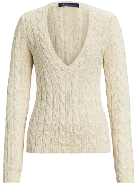 Ralph Lauren Collection cable-knit silk jumper White 290909475004