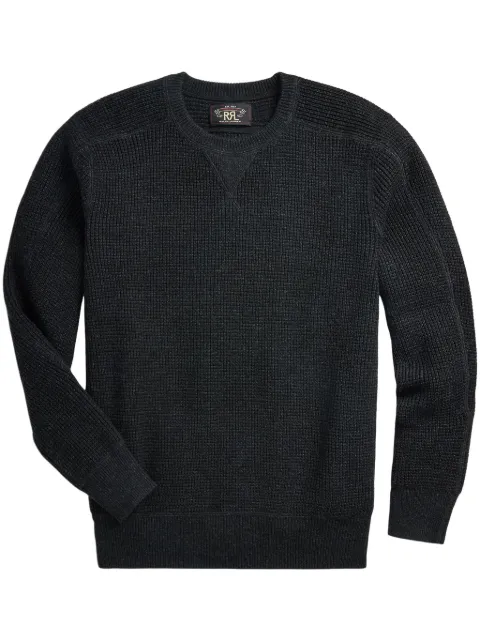 Ralph Lauren RRL WAFFLE CREW-LONG SLEEVE-PULLOVER Black 782942990001