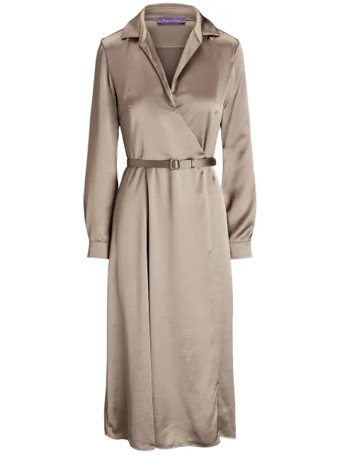 Ralph Lauren Collection washed charmeuse shirt dress Brown 290961543001