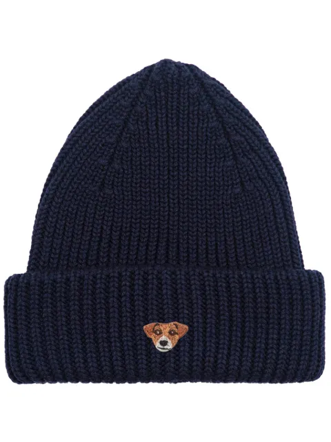 PELO FOUNDATION dog-appliqué beanie Blue 13005NAVY