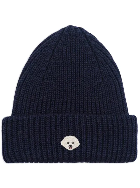 PELO FOUNDATION dog-appliqué beanie Blue 13005NAVY