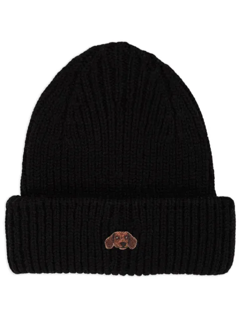 PELO FOUNDATION dog-appliqué beanie Black 13005BLACK