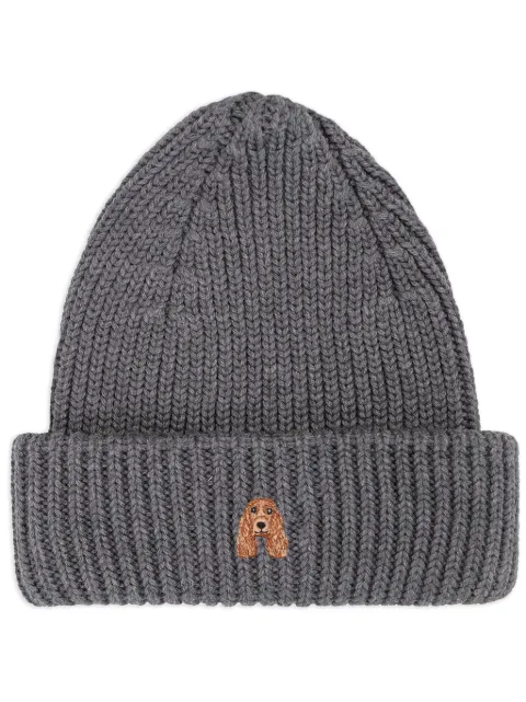 PELO FOUNDATION dog-appliqué beanie Grey 13005GREY