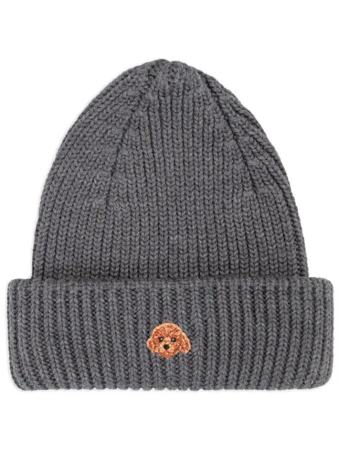PELO FOUNDATION dog-appliqué beanie Grey 13005GREY