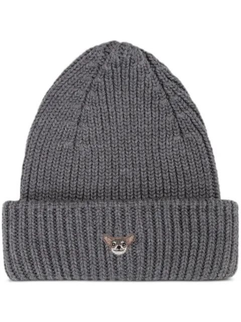 PELO FOUNDATION dog-appliqué beanie Grey 13005GREY