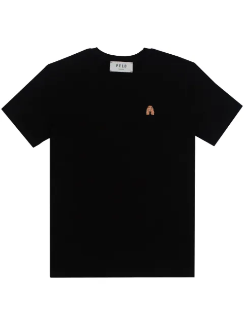 PELO FOUNDATION dog-appliqué T-shirt Black SLIMBLACK