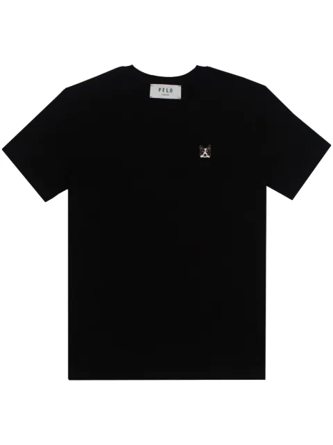 PELO FOUNDATION dog-appliqué T-shirt Black SLIMBLACK
