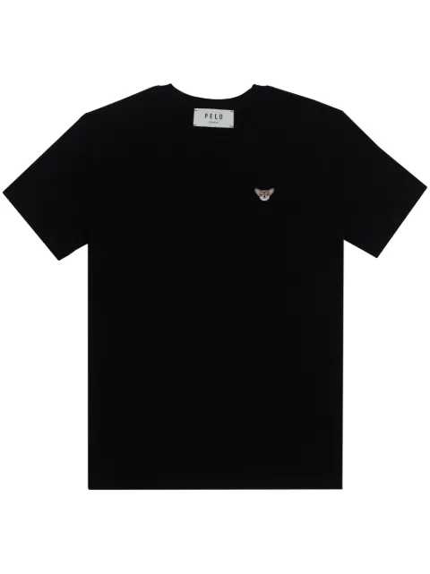 PELO FOUNDATION dog-appliqué T-shirt Black SLIMBLACK
