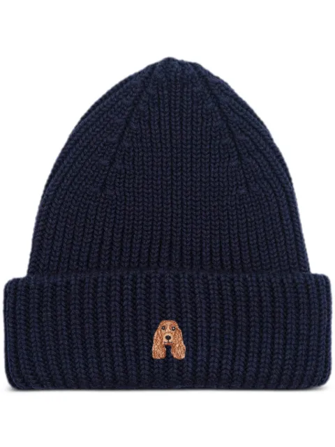 PELO FOUNDATION dog-appliqué beanie Blue 13005NAVY