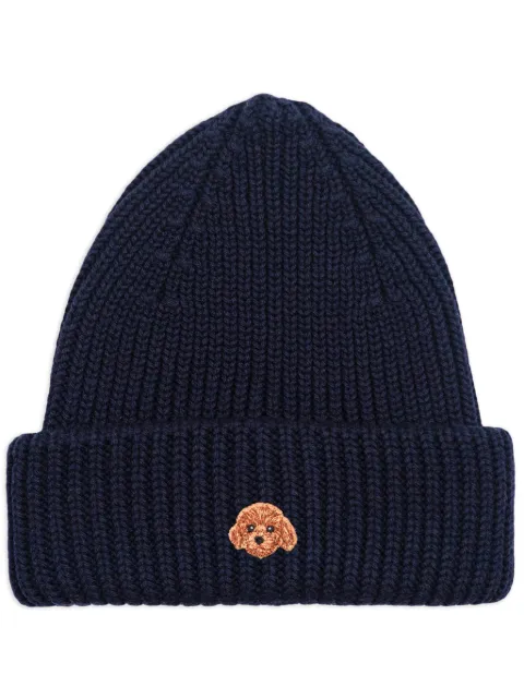 PELO FOUNDATION dog-appliqué beanie Blue 13005NAVY