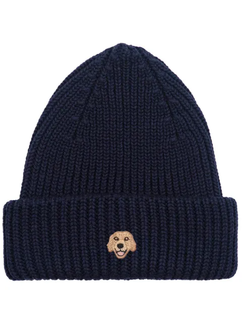 PELO FOUNDATION dog-appliqué beanie Blue 13005NAVY