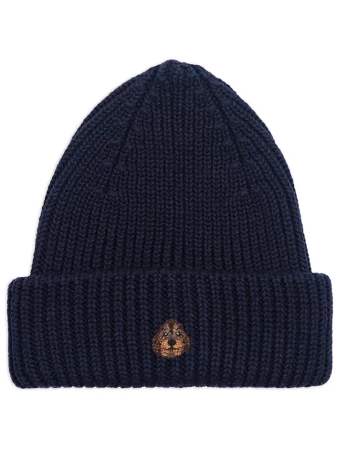 PELO FOUNDATION dog-appliqué beanie Blue 13005NAVY