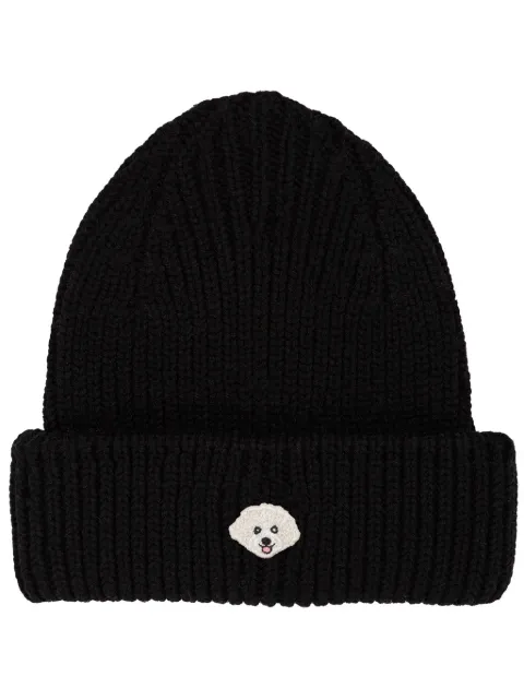 PELO FOUNDATION dog-appliqué beanie Black 13005BLACK