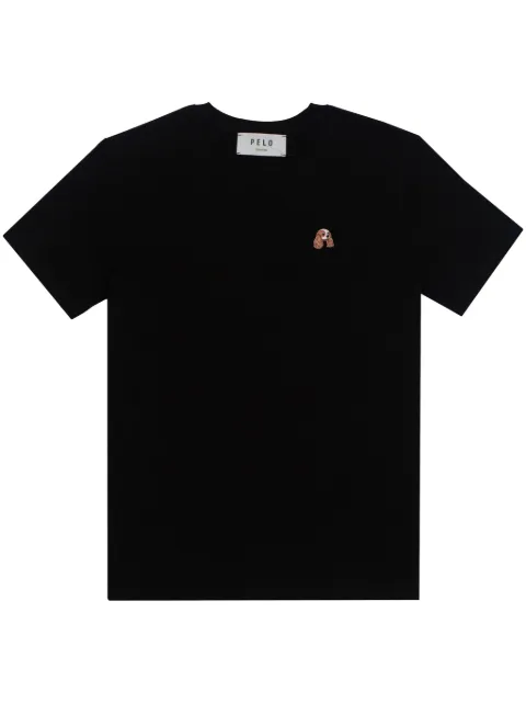 PELO FOUNDATION Cavalier King patch T-shirt Black SLIMBLACK