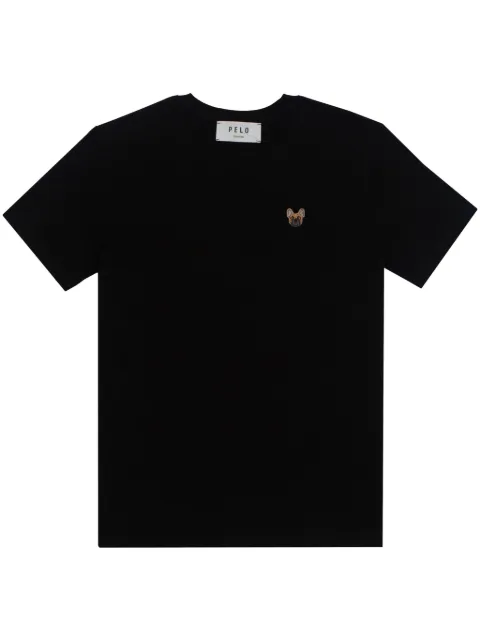 PELO FOUNDATION dog-appliqué T-shirt Black SLIMBLACK