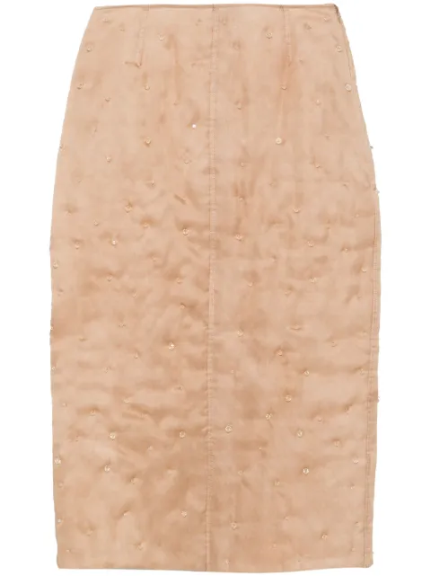 Fabiana Filippi bead-detailing midi skirt Brown GND214F368I9290000