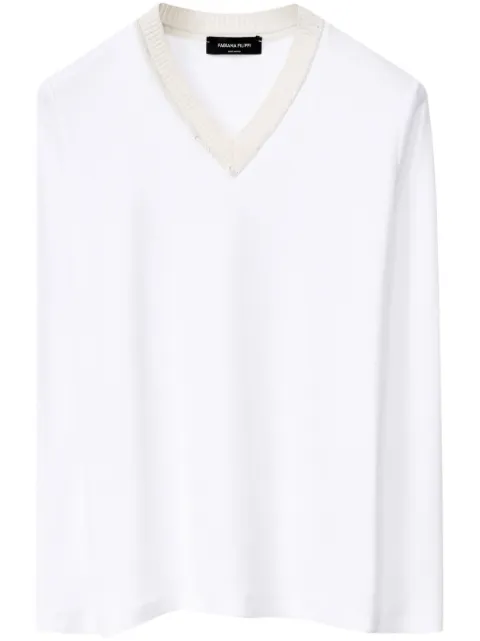 Fabiana Filippi jersey v-neck t-shirt White JED224F605L0790000
