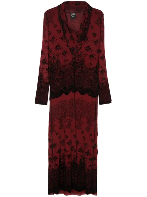 Jean Paul Gaultier Pre-Owned 1990s floral velvet-detail dress Red GAU980YN