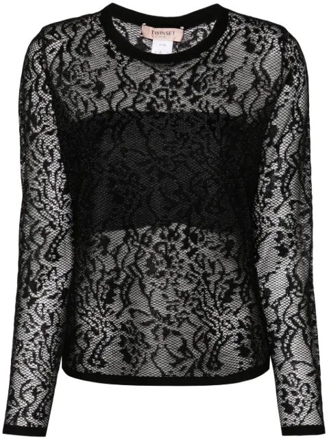 TWINSET lace-effect jacquard top Black 242TP3011