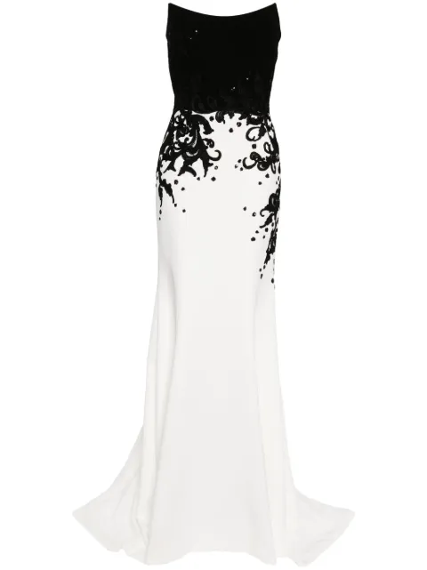Saiid Kobeisy embroidered crepe mermaid dress Black RTWSS2428
