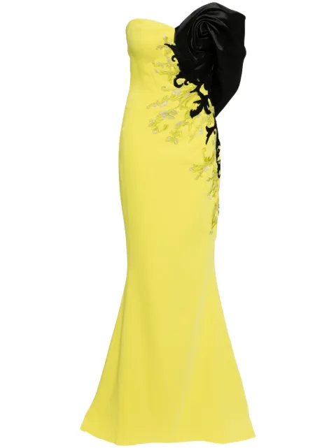Saiid Kobeisy one-shoulder embroidered gown Yellow RTWSS2443
