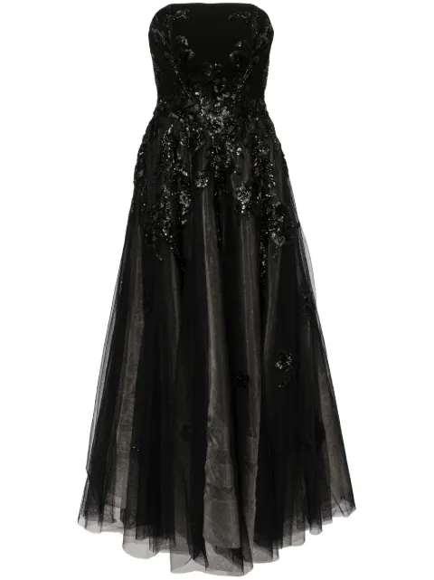 Saiid Kobeisy beaded tulle strapless gown Black RTWSS2457