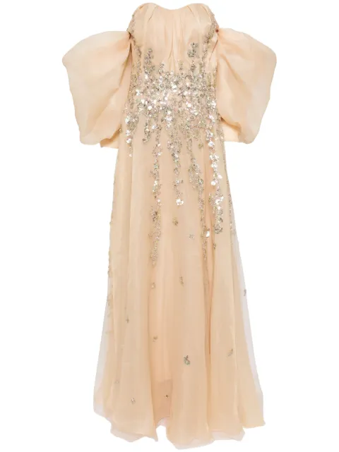 Saiid Kobeisy off-shoulder beaded dress Neutrals RTWSS2462