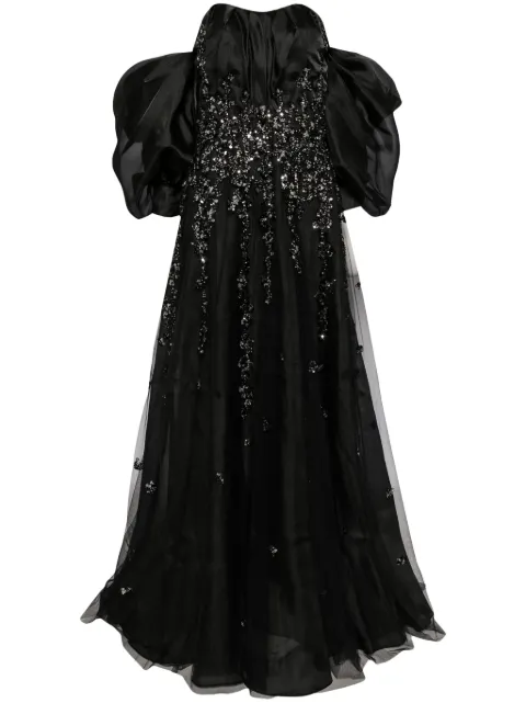 Saiid Kobeisy bead-embellished organza gown Black RTWSS2462