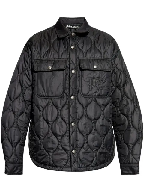 Palm Angels embroidered-logo quilted jacket Black PMED054F24FAB0011010