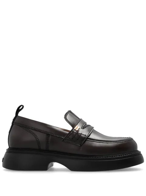 GANNI logo-plaque loafers Brown S2622