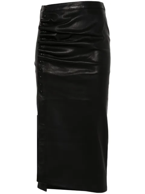 Rabanne gathered-detail leather skirt Black 24AFJU440LB0068
